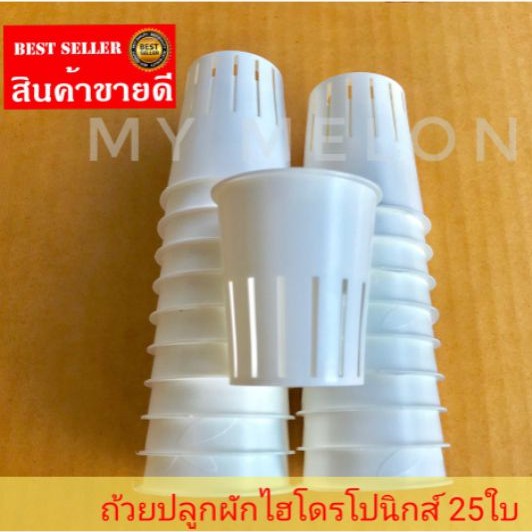ถ้วยปลูกพืชผักขนาดใหญ่ไฮโดรโปนิกส์​ (สำหรับฟองน้ำ)​ 25ใบ​ ใช้ปลูกเมล่อน แตกโม แตงกวา