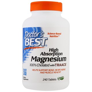 Doctors Best, High Absorption Magnesium, 100% Chelated, 240 Tablets