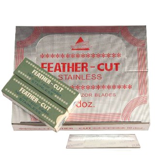 ใบมีดโกน ขนนก คมเดียว สเตนเลส ใบมีด 12 ชิ้น Feather Cut Stainless ใบมีดขนนก