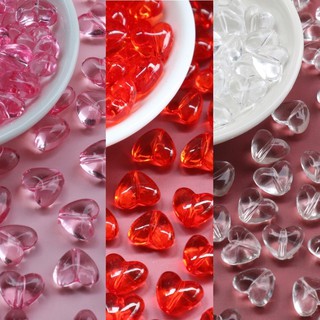 ลูกปัดหัวใจโปร่งใส Size 10x11mm 50ชิ้น "Made in Japan"