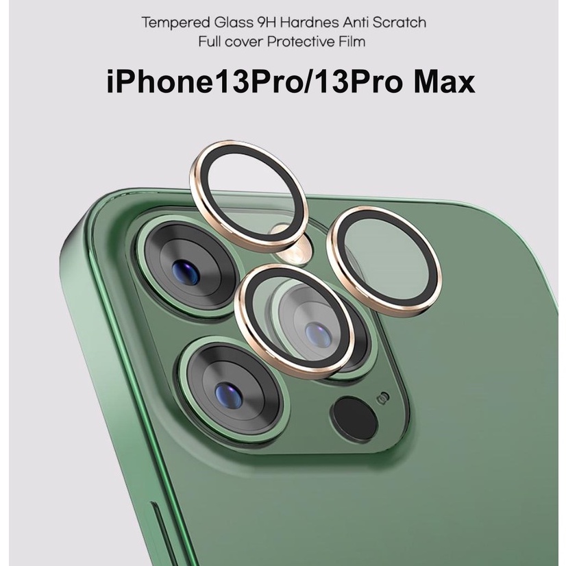 K-Max iPhone 13Pro/13Pro Max [Metallic Ring Camera Protector] 9H Tempered Glass, Anti-Scattering Cam