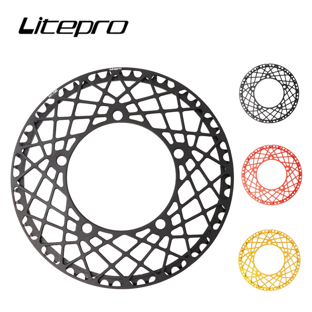 Litepro แผ ่ นเดียว Chainring จักรยานพับ Chainwheel 53T 56T Spider Spider Sprocket 58T BCD130 อลูมิเนียม Crankset จักรยาน BMX