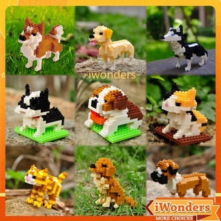 Nano Blocks Animal Collection Pet Cat Dog MOC Building Block CHIHUAHUA Corgi Boy Kids World ตรัสรู้ DIY ของเล่นของขวัญ