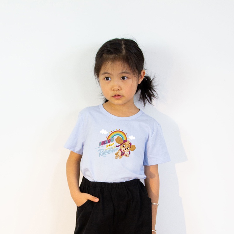เสื้อยืดเด็กผู้หญิง ผ้าฝ้าย 100% Paw Patrol พิมพ์ลาย แขนสั้น  เสื้อผ้าเด็กผู้หญิง 8 สี AAA015