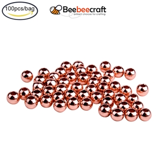 Ready Stock 100pcs Rose Gold 3mm Brass Round Spacer Beads for Jewelry Craft Findings 100pcs/bag