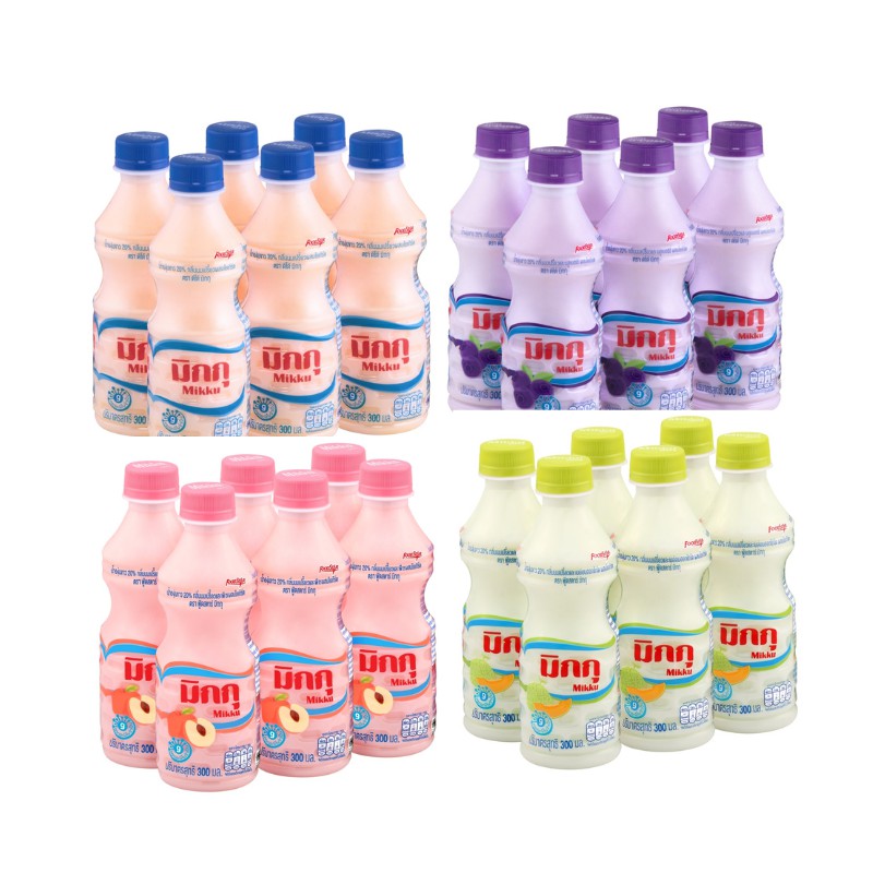 Mikku มิกกุ นมเปรี้ยวผสมโยเกิร์ต 300 Ml. แพ็ค 6 ขวด (เลือกรสได้) | Shopee  Thailand