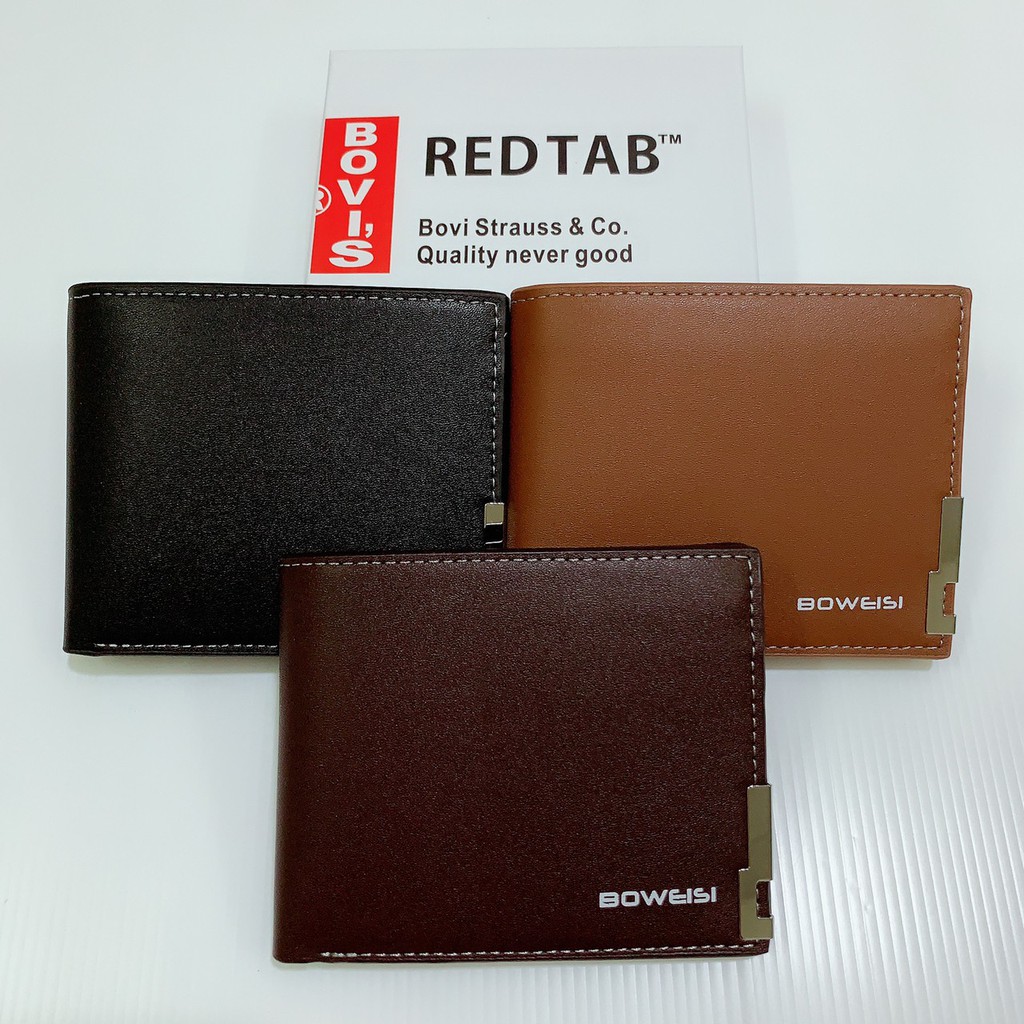 2102-1 กระเป๋าสตางค์ผู้ชาย Bovi’S พร้อมส่ง กระเป๋าสตางค์หนังPU พร้อมกล่อง