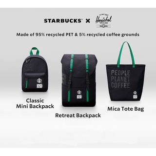 Starbucks x Herschel กระเป๋าเป้สตาร์บัคส์ คอลแลป เฮอร์เชล ดีไซน์สวย ที่ทำจากวัสดุขวดน้ำดื่มพลาสติกและกากกาแฟ