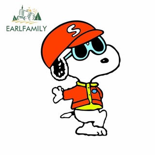 Earlfamily สติกเกอร์ไวนิล ลายการ์ตูนอนิเมะ Snoopy Red Hat สําหรับติดตกแต่งรถมอเตอร์ไซค์ 13x9 ซม.