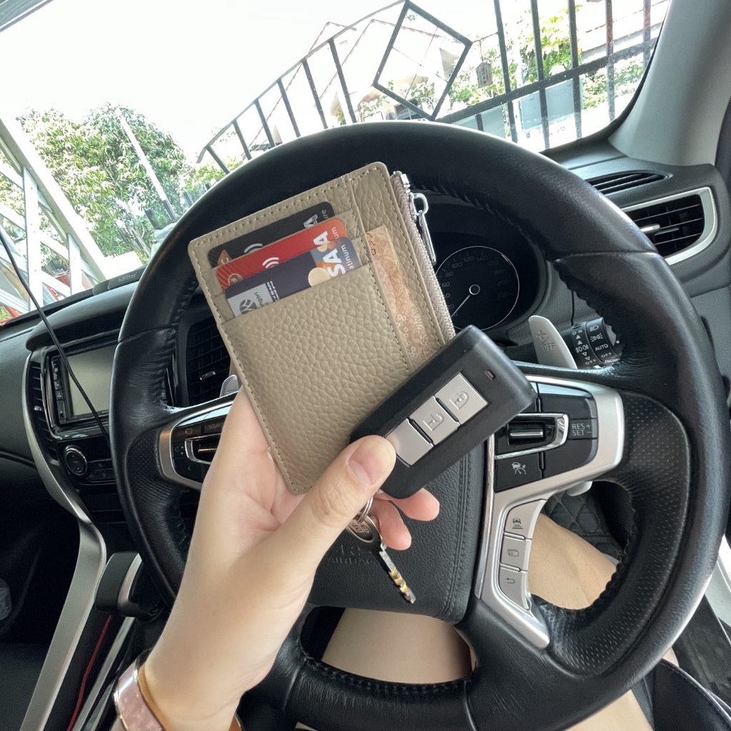 S5-53 (หนังวัวแท้) Card Holder บางเฉียบ 9ช่อง ใส่บัตร ใส่ตังค์ ใส่เหรียญ Silm Wallet