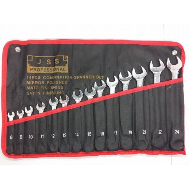 JSS ประแจปากตายแหวนข้าง ขนาด8-24mm. 14 ชิ้น Set