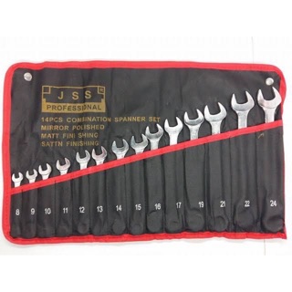 JSS ประแจปากตายแหวนข้าง ขนาด8-24mm. 14 ชิ้น Set