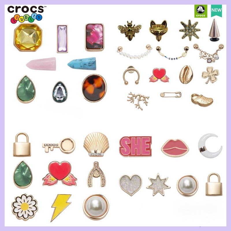 ตัวติดรองเท้า crocs กระดุมโลหะ คุณภาพสูง สําหรับตกแต่งรองเท้า DIY