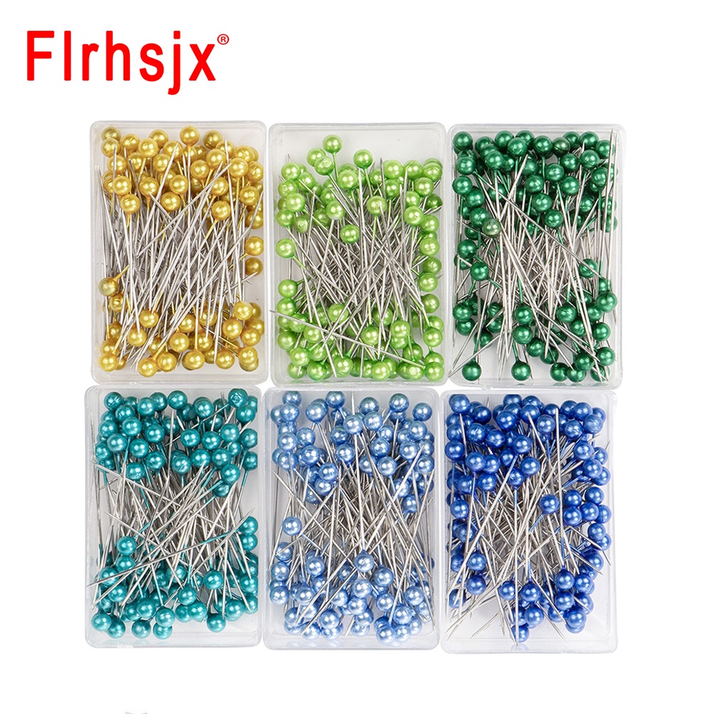 เข็มไข่มุกสี สําหรับเย็บผ้า DIY 100 ชิ้น/กล่อง