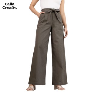 CALLA CRWATIV กางเกงขาบาน ขายาวผู้หญิง สีเขียว มีเชือกผูกเอว Abby Pants - Green