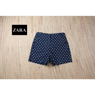 ZARA กางเกงขาสั้น ป้าย XS เอว 26 สะโพก 34 ยาว 14 polka dot พื้นดำ สวยใหม่ code: 1454(9)