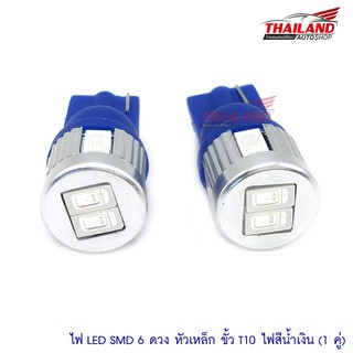 หลอดไฟหรี่Led5 T10 หัวเหล็ก 1 ชั้น (สีน้ำเงิน) 1 คู่