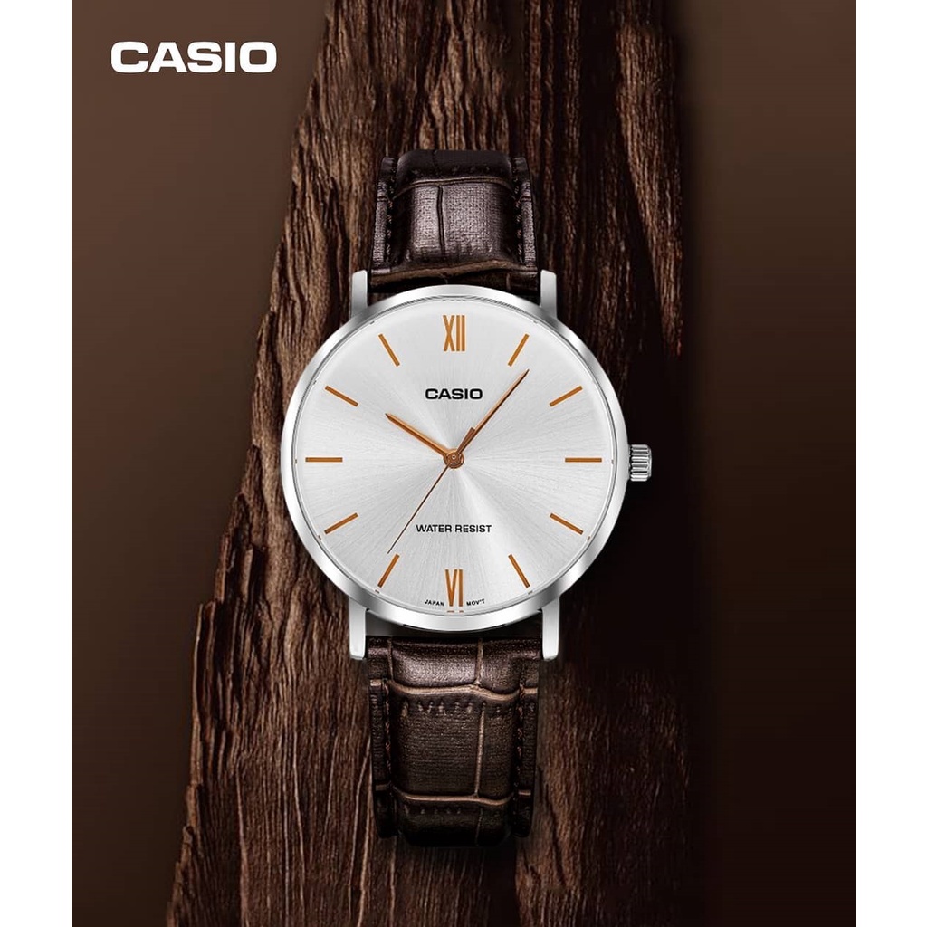 นาฬิกา Casio รุ่น MTP-VT01L-7B2 นาฬิกาผู้ชาย สายหนังสีน้ำตาล รุ่นใหม่ล่าสุด - มั่นใจของแท้ 100% รับป