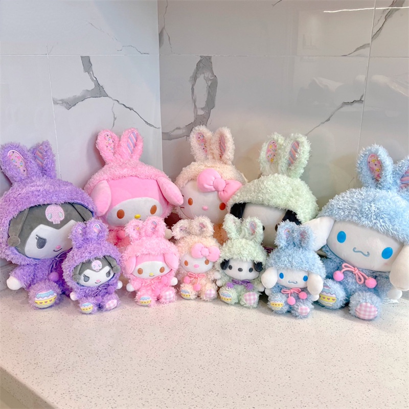 SANRIO พวงกุญแจ จี้ตุ๊กตากระต่ายอีสเตอร์น่ารัก แบบนิ่ม เหมาะกับของขวัญ ของเล่นสําหรับเด็ก