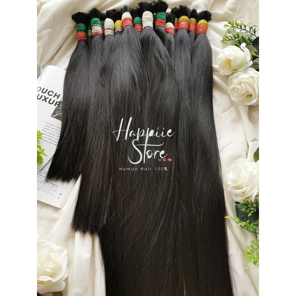 ผมต่อแท้แบบ(ไม่จับช่อ)ผมเกรดตัดสดแท้ยกมัด