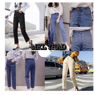 Code : SMEDDAY515 👖💗MKL💗👖  กางเกงยีนส์เอวสูง สไตล์เกาหลี กางเกงยีนส์ขายาว 🚚⚡ #8013