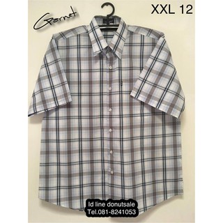 Garnet เสื้อเชิ้ต ผ้าcotton สีเทาอ่อน Size XXL