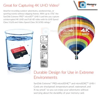 (ส่งด่วน/ขายส่ง) SANDISK Micro SDcard Extreme Pro 32GB/64GB/128GB/256GB (200MB) UHS-I V30 U3 เมม Memory card แท้