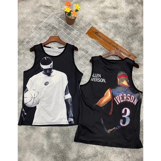 🏁 เสื้อกล้าม IVERSON3 แขนกุด เสื้อบาส ผ้าไมโคร พิมพ์ลายหน้าหลัง ใส่สบาย พร้อมส่งจาก กทม. มีปลายทาง