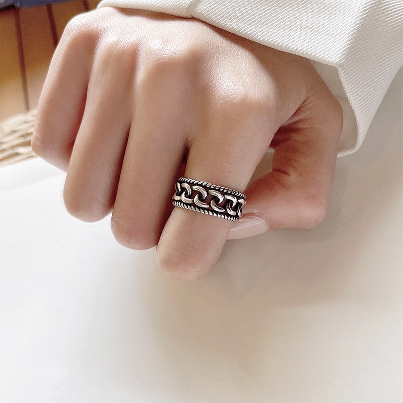 Veradelle Mona แหวน S925 ปรับสไตล์เกาหลีแหวนเงิน Minimalist Cool Cincin perempuan เริ่มต้นแหวน