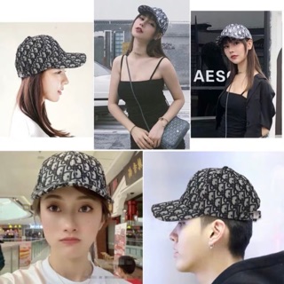 🧢หมวกแก๊ป ผ้าแคนวาส ลายโมโนแกรมสีดำ