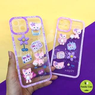 I 7+/11/13 เคสมือถือนิ่มใสกันกล้อง ซิลิโคน TPU ติดการ์ตูนแมวนูน