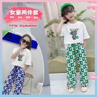 Girls summer clothing Internet celebrity sports suit 2022 new fashionable medium and large Children Summer Korean style childrens two-piece suit