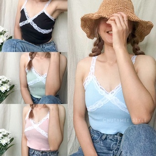 💗พร้อมส่ง💗เสื้อสายเดี่ยว เสื้อกล้าม ดีเทลลูกไม้ สายฝอ เซ็กซี่ ผ้าร่อง ผ้ายืด เนื้อนิ่ม 🌈✨