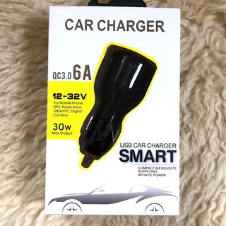 หัวชาร์จในรถ Car Charger 2 Port USB LZ-681 Quick Charge 3.0 6A สีดำ