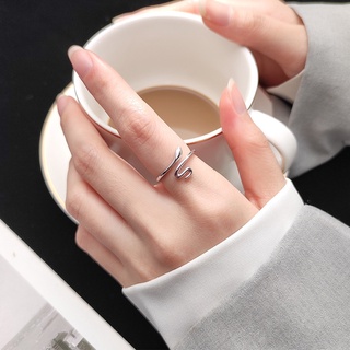 [Vintage Charm Lovely Snake Shape Open] แหวนรูปงูน่ารักสีเงินสําหรับผู้หญิง [ของขวัญ]