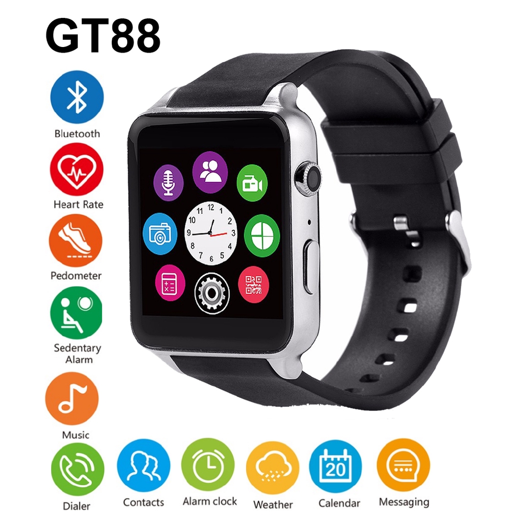 GT88 Bluetooth Smart Watch พร้อมช่องใส่ซิมการ์ดและ NFC Smart Health Watch