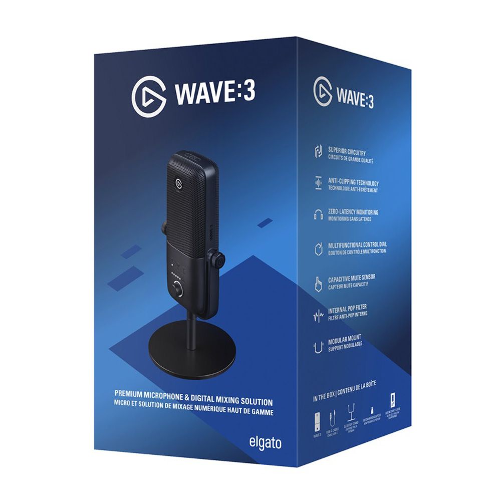 Elgato WAVE:3 Premium USB-C Microphone and Digital Mixing Solution, 10MAB9901