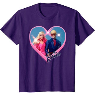 คอลูกเรือเสื้อยืดลําลอง แขนสั้น พิมพ์ลาย Barbie Ken Heart สไตล์เกาหลี คุณภาพสูงS-5XL