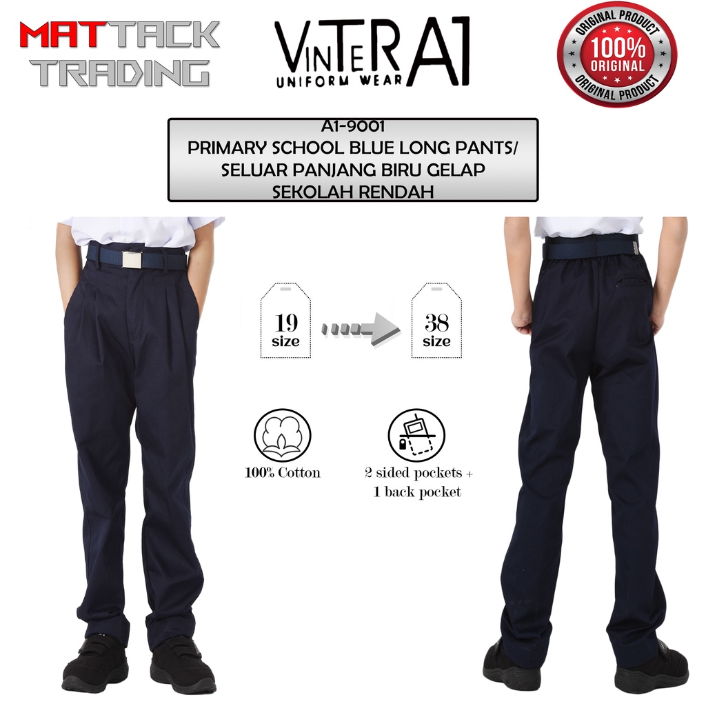 HOT RESTOCK VINTER PRIMARY SCHOOL UNIFORM BLUE LONG PANTS VENTER PANJAANG BIRU SEKOLAH RENDAH [A1-70