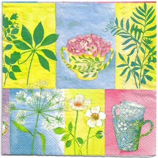 Pladao Napkin ภาพ ดอกไม้ ลายแต่งแจกันดอกไม้ กระดาษ แนพกิ้น สำหรับงานศิลปะ เดคูพาจ decoupage ขนาด L 33x33