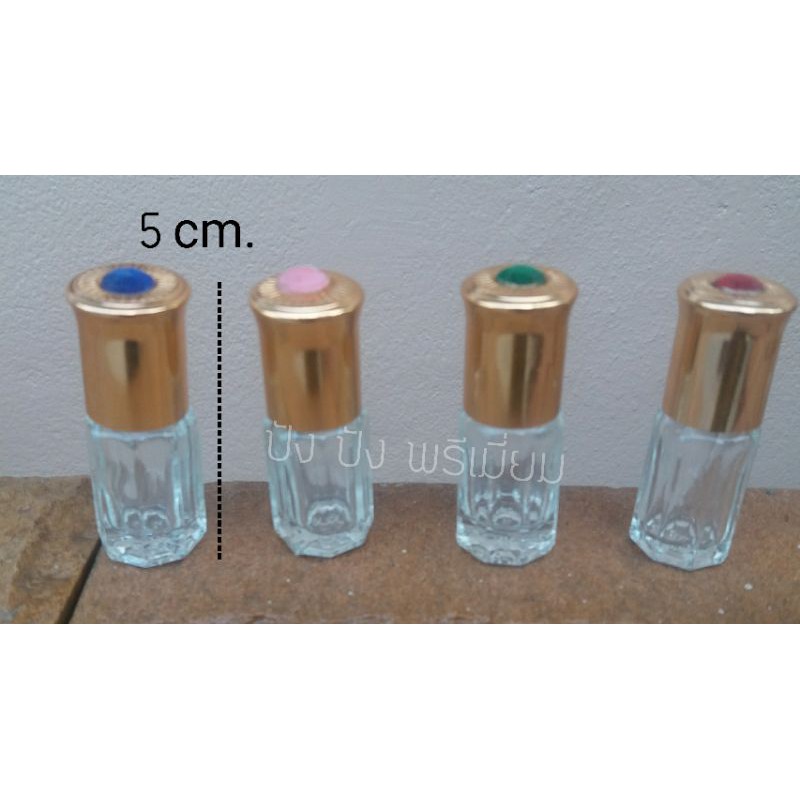 ขวดแก้วหัวลูกกลิ้ง 3 ml. ฝาทอง ขวดยาดม ขวดใส่พิมเสน ขวดใส่น้ำหอม