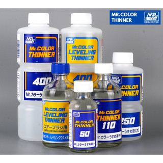 Mr.COLOR THINNER &amp; LEVELING THINNER 110ml ทินเนอร์ผสมสี พลาสติกโมเดล รถยนต์ รถถัง เครื่องบิน เรือ ฟิกเกอร์ gundam