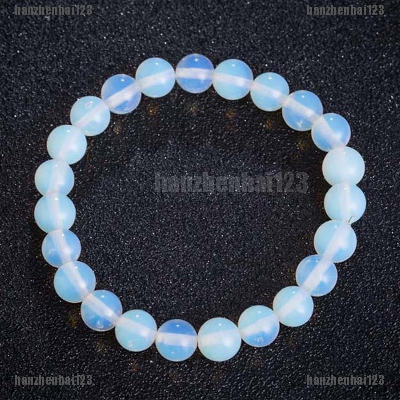 Hh สร้อยข้อมือลูกปัดหินมูนสโตนธรรมชาติ ทรงกลม 8 มม.
