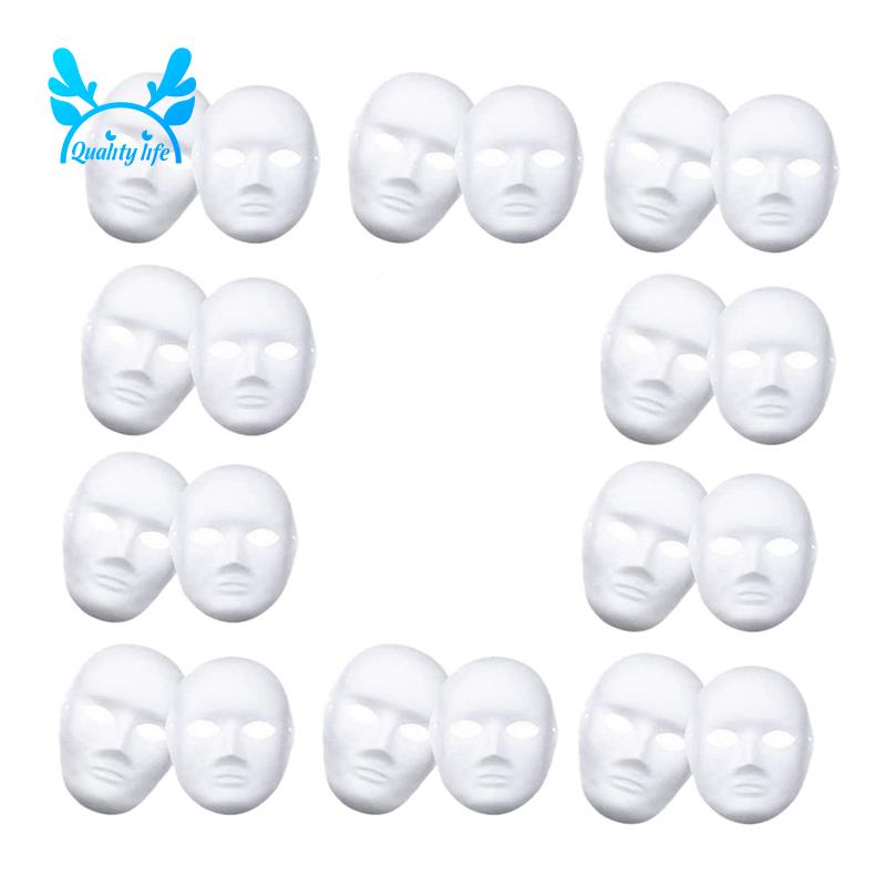 White Mask12Pcs Halloween Full Face Mask Blank DIY Mask Dance Cosplay