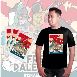 คอตต้อนคอกลมเสื้อยืด พิมพ์ลาย Palestine Hybrid ฟรีไซซ์ XS-6XLS-5XL