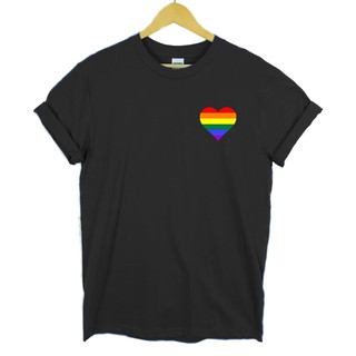 เสื้อยืด พิมพ์ลายธงสีรุ้ง HEART Gay Pride LGBT สําหรับผู้ชาย