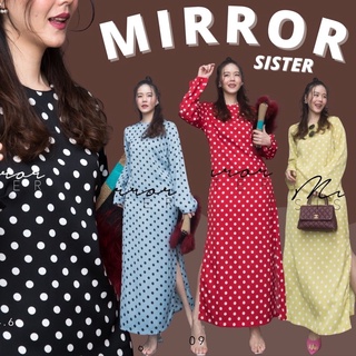 MiRRoRSiSTER’s ViLLy DoT MaXiDReSS #10924.6 เดรสลายจุด maxidress เดรสแขนยาว เดรสผ่าข้าง ชุดลายจุด แมกซี่เดรส ลายจุด