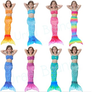 &lt; ส่งฟรี/พร้อมส่ง &gt; ชุดว่ายน้ำเด็ก ชุดเด็ก Mermaid Swiming เซ็ท 3 ชิ้น รุ่น Super Dott