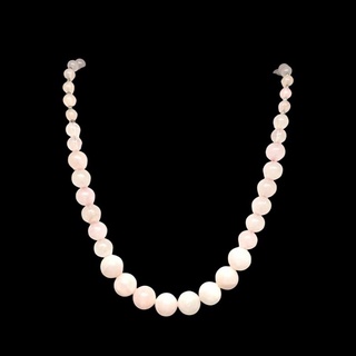 สร้อยคอ หินโรสควอตซ์ Rose Quartz Round Beads Necklace Handmade Gemstone Jewelry