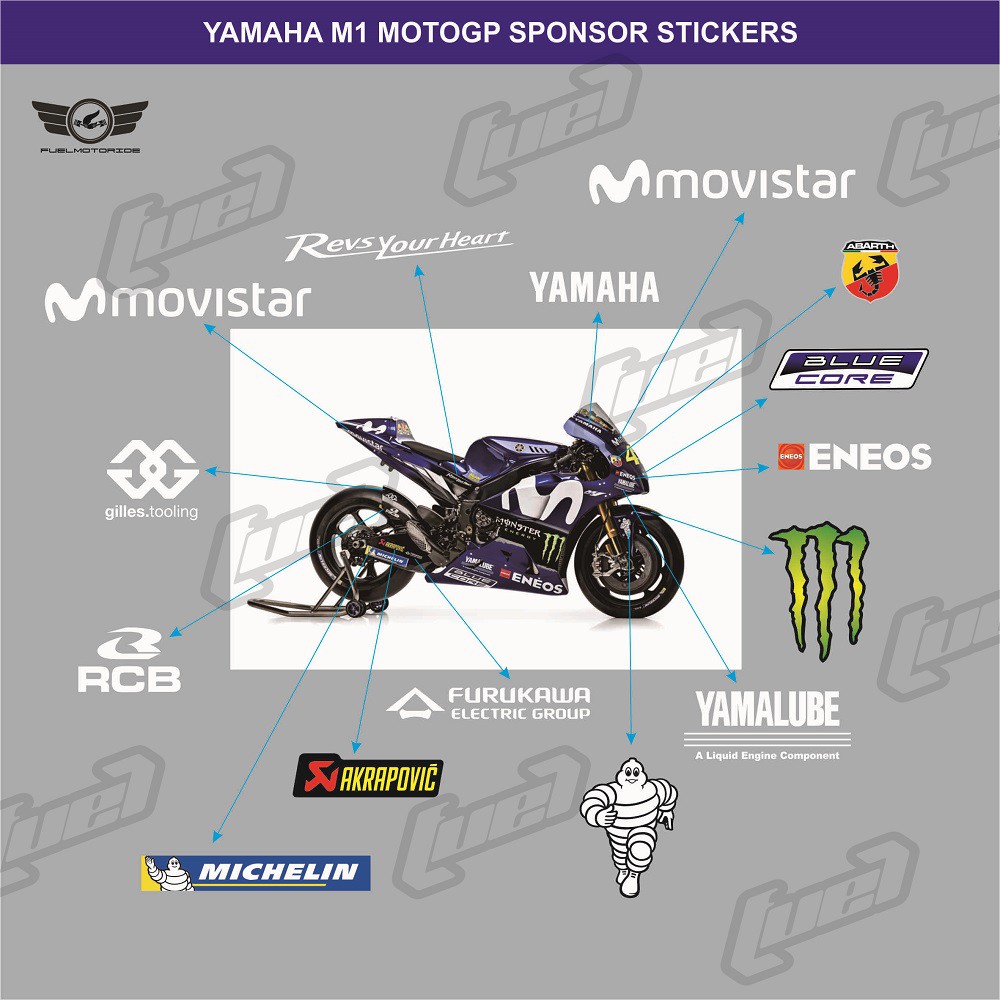 สติ๊กเกอร์ยามาฮ่า Motogp R25 R15 R1 R6 M1 Sponsor